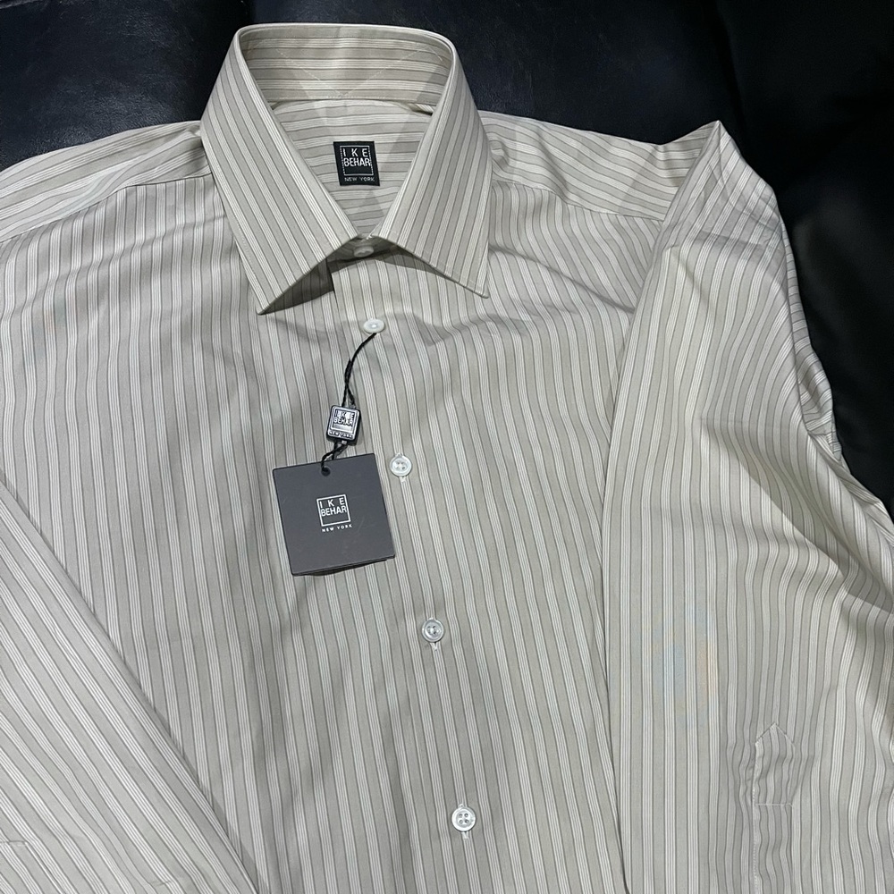Ike Behar New York Dress Shirt Cream Sz 15.5 - 33